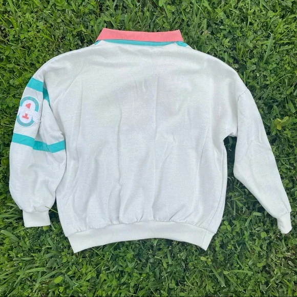 Vintage Adidas White Windbreaker blue and pink detailing - Picture 3 of 6